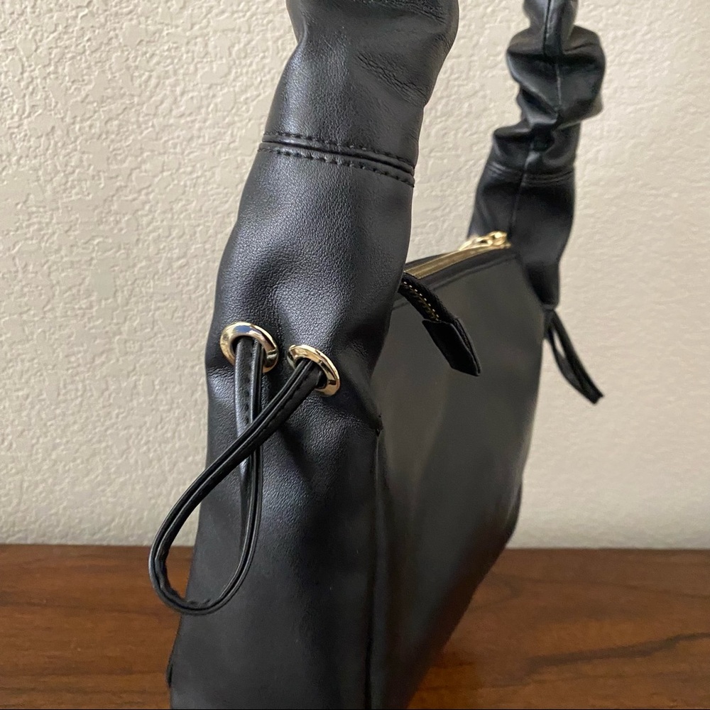 Black Gathered Scrunchie Drawstring Shoulder Bag … - image 4